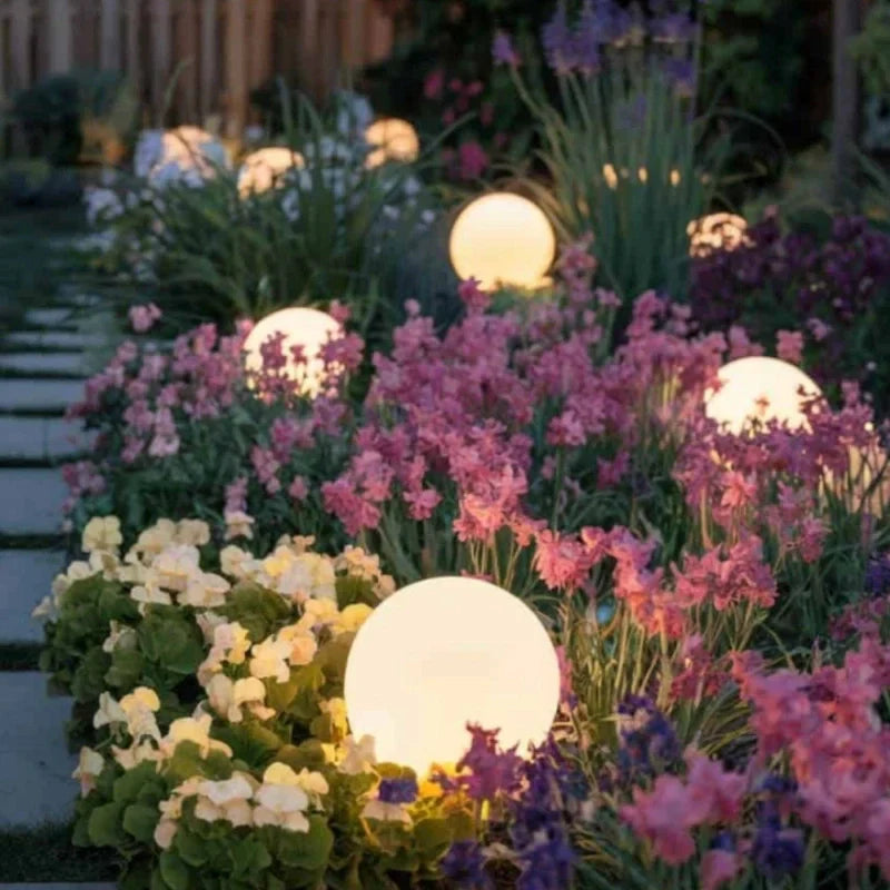 Lampe de jardin sphérique – Résistante aux intempéries, multicolore avec télécommande pour la décoration extérieure et intéri
