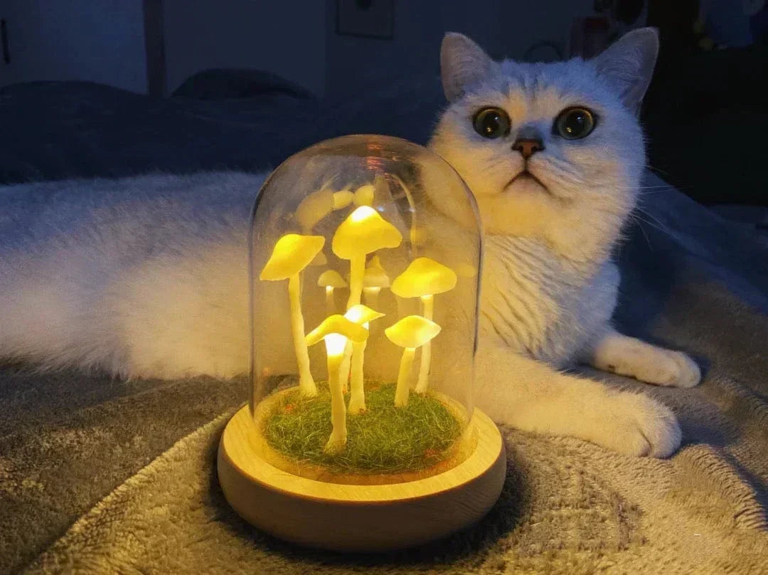Lampe Champignon DIY – Verre et Bois, Décoration de Table Créative pour le Salon ou la Chambre