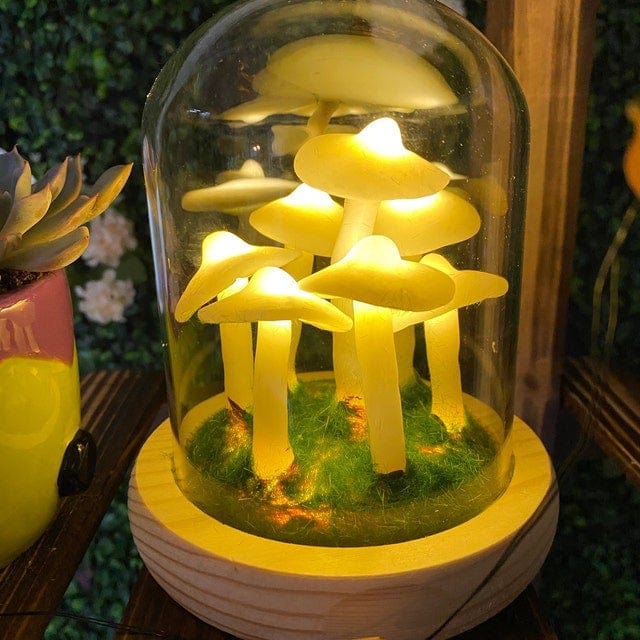 Lampe Champignon DIY – Verre et Bois, Décoration de Table Créative pour le Salon ou la Chambre