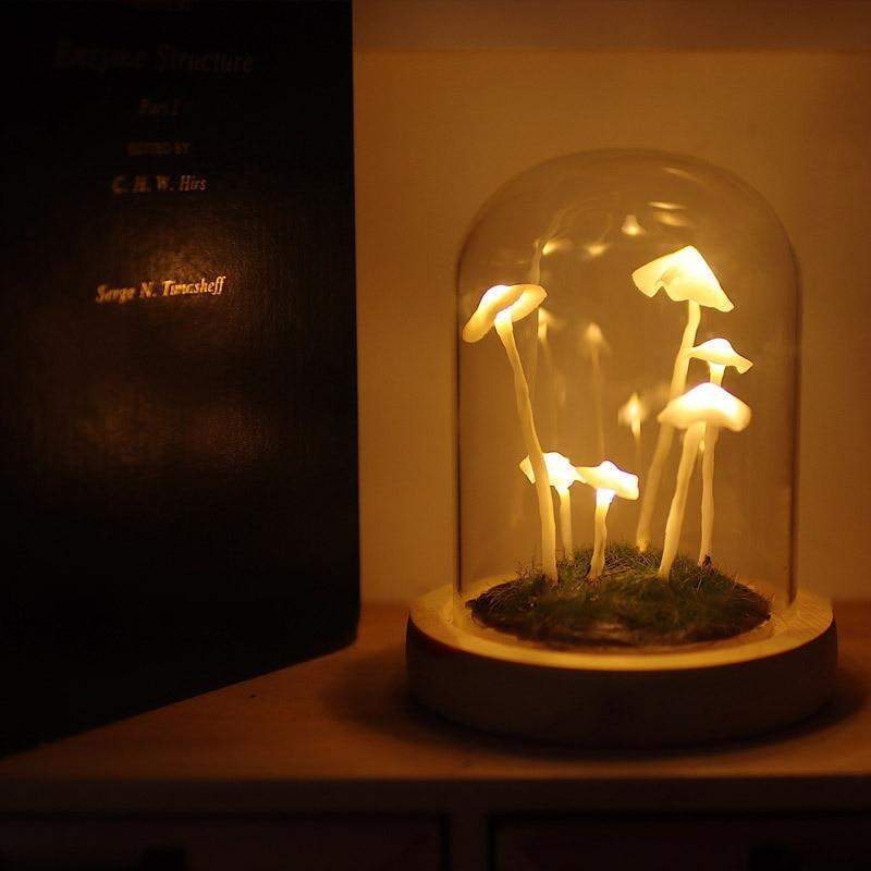 Lampe Champignon DIY – Verre et Bois, Décoration de Table Créative pour le Salon ou la Chambre
