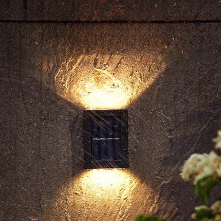 Lampe Murale Solaire Noire – Sans Fil, Design Moderne pour Éclairage de Jardin ou Balcon
