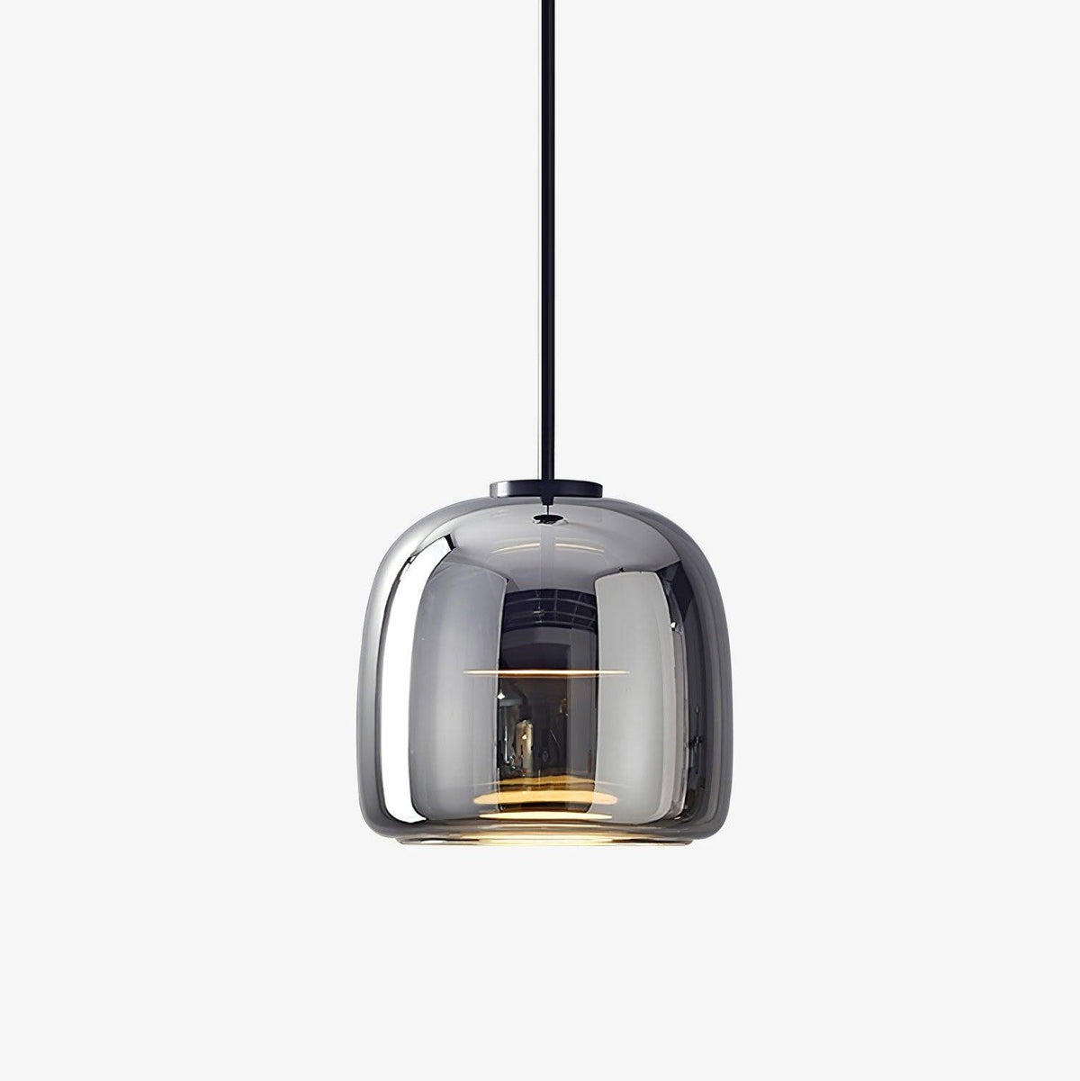 Suspension Verréa noire en verre gris fumé — vue produit