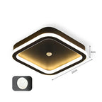 Plafonnier LED Moderne 9W-16W avec Détecteur de Mouvement PIR pour Couloir et Salon  noir couloir  carré variant