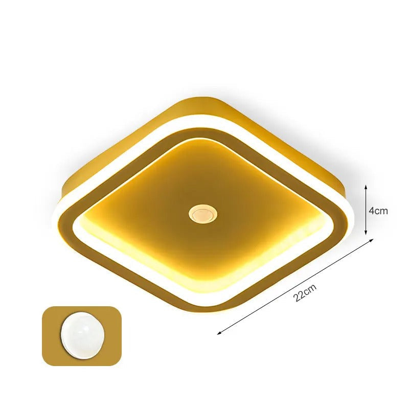 Plafonnier LED Moderne 9W-16W avec Détecteur de Mouvement PIR pour Couloir et Salon  or couloir  double carré variant