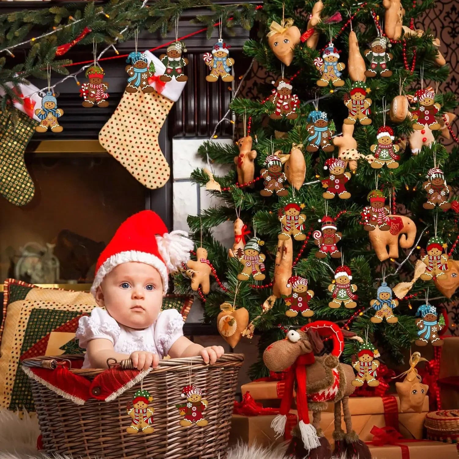 Décorations de Noël pain d’épices en bois — 12 ou 24 pièces