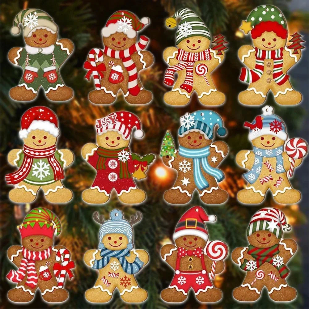 Décorations de Noël pain d’épices en bois — 12 ou 24 pièces