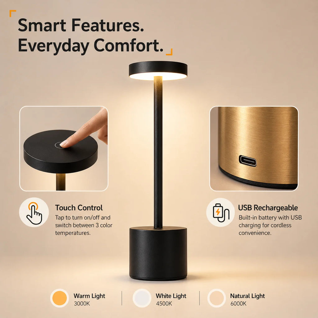 Nolya | Lampe de table tactile rechargeable