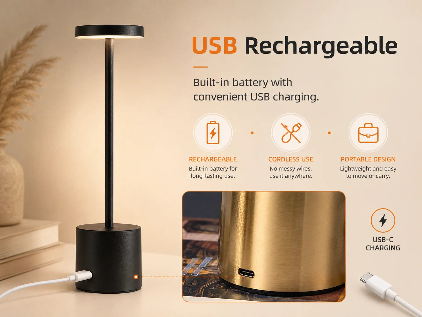 Nolya | Lampe de table tactile rechargeable