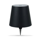 Lampe pour bouteille Vinea noire, vue de face sur fond blanc.