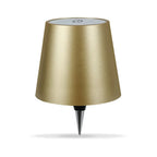 Lampe pour bouteille Vinea dorée, vue de face sur fond blanc.