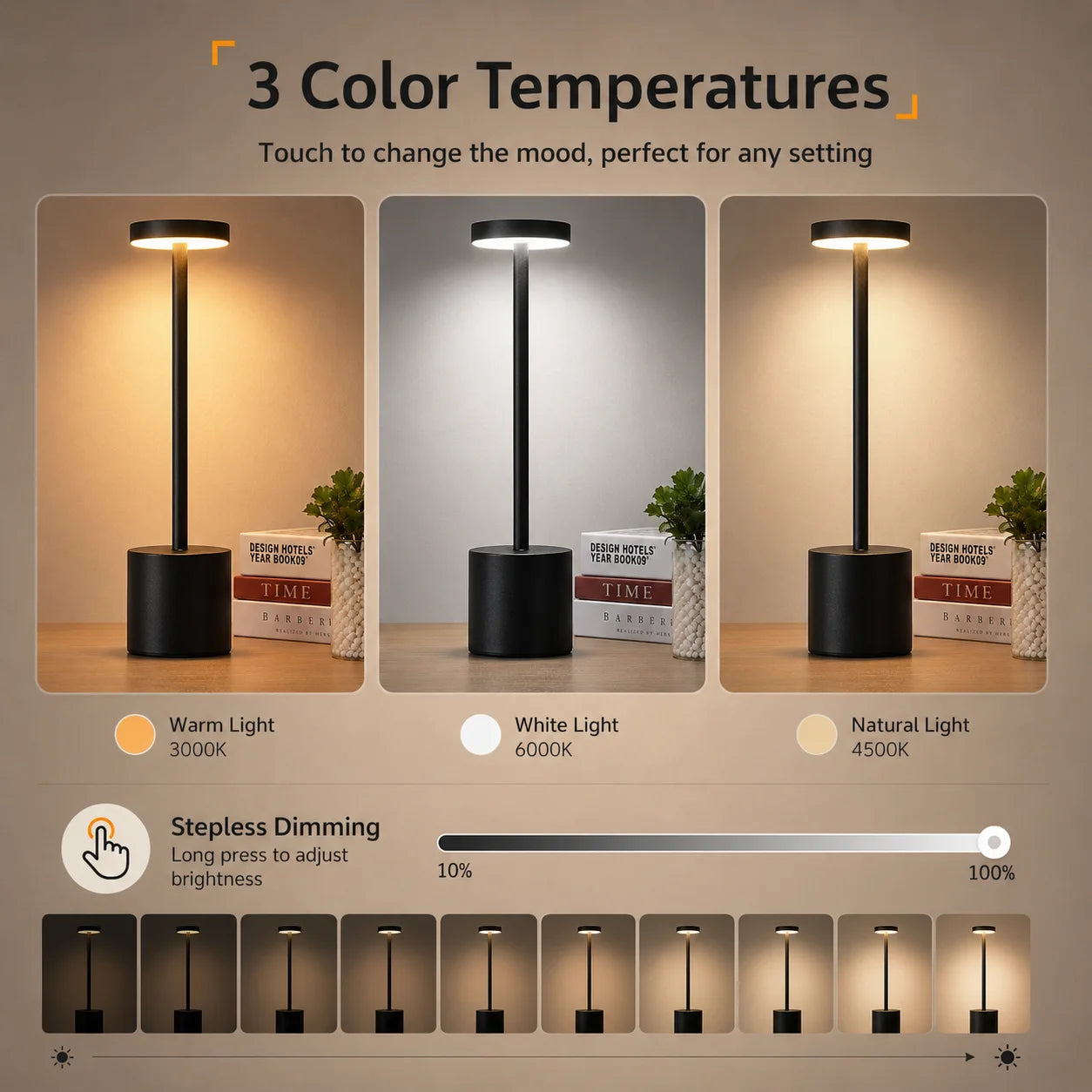 Nolya | Lampe de table tactile rechargeable