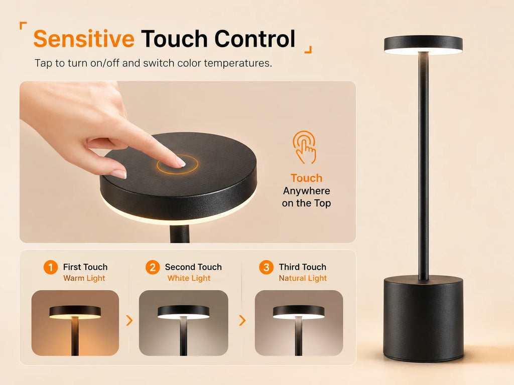 Nolya | Lampe de table tactile rechargeable