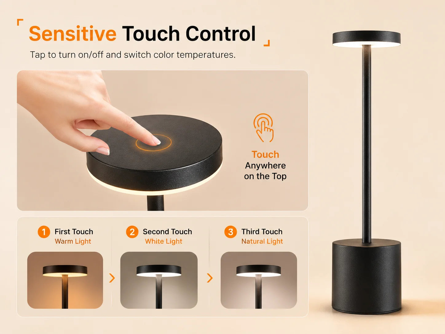 Nolya | Lampe de table tactile rechargeable