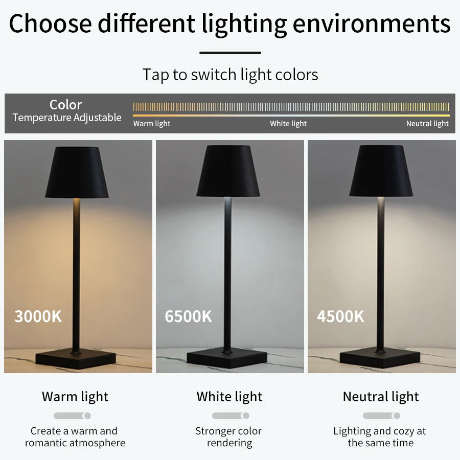 Vélia | Lampe de table tactile rechargeable