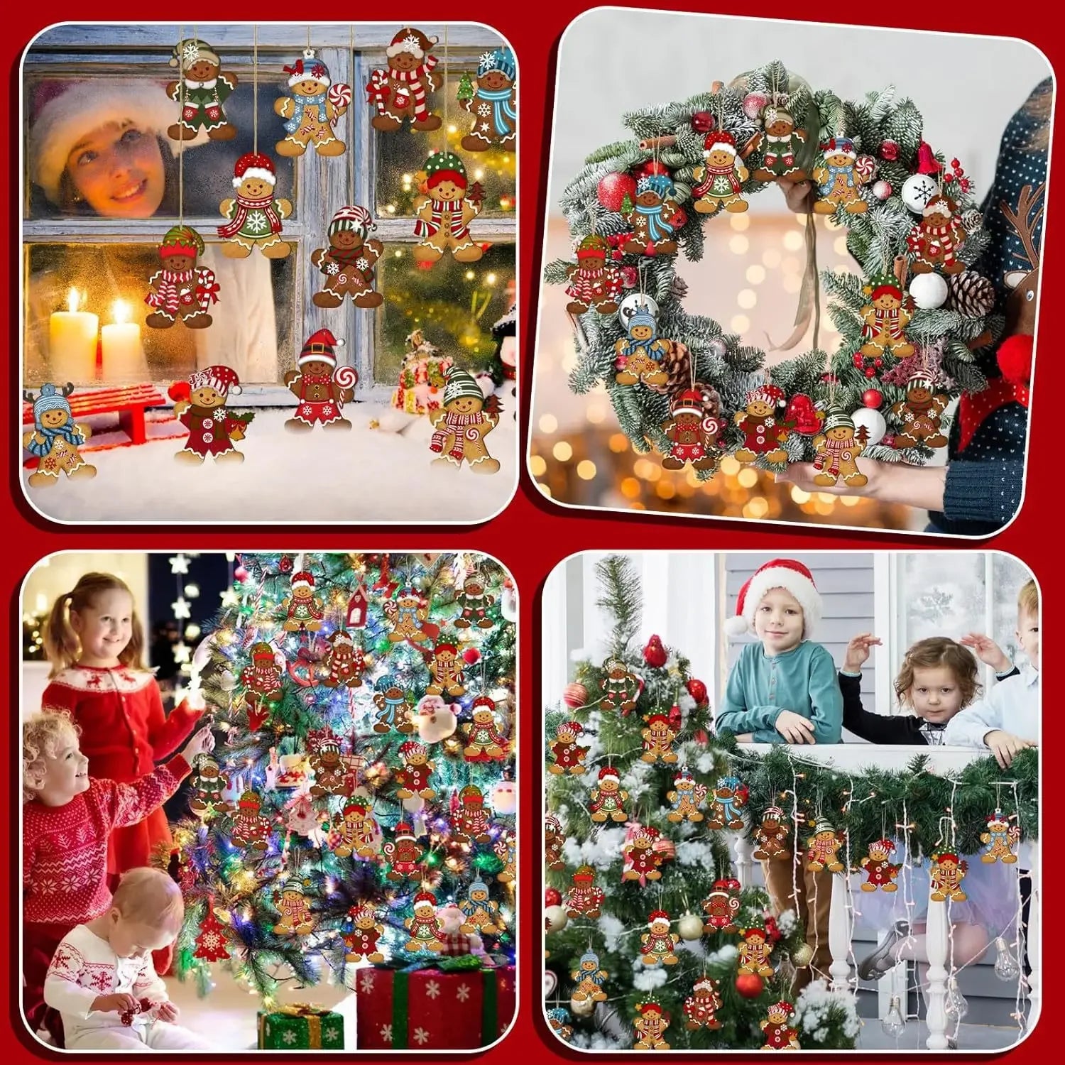 Décorations de Noël pain d’épices en bois — 12 ou 24 pièces