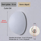 Schéma de l’applique Nacra en demi-globe, avec repères de dimensions et vue du support.