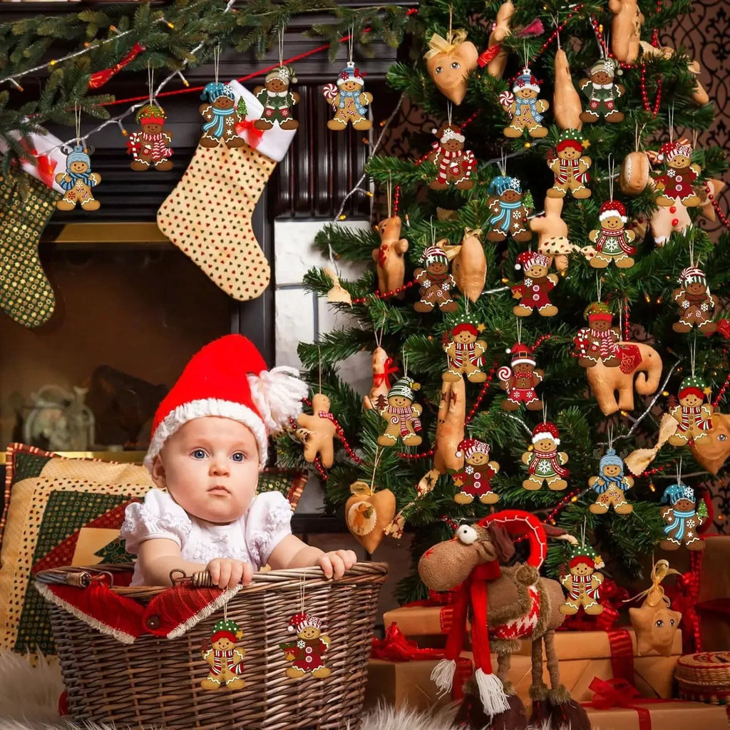 Décorations de Noël pain d’épices en bois — 12 ou 24 pièces