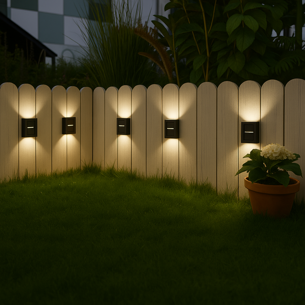 Lampe Murale Solaire Noire – Sans Fil, Design Moderne pour Éclairage de Jardin ou Balcon