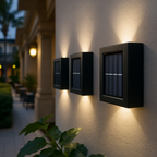 Lampe Murale Solaire Noire – Sans Fil, Design Moderne pour Éclairage de Jardin ou Balcon