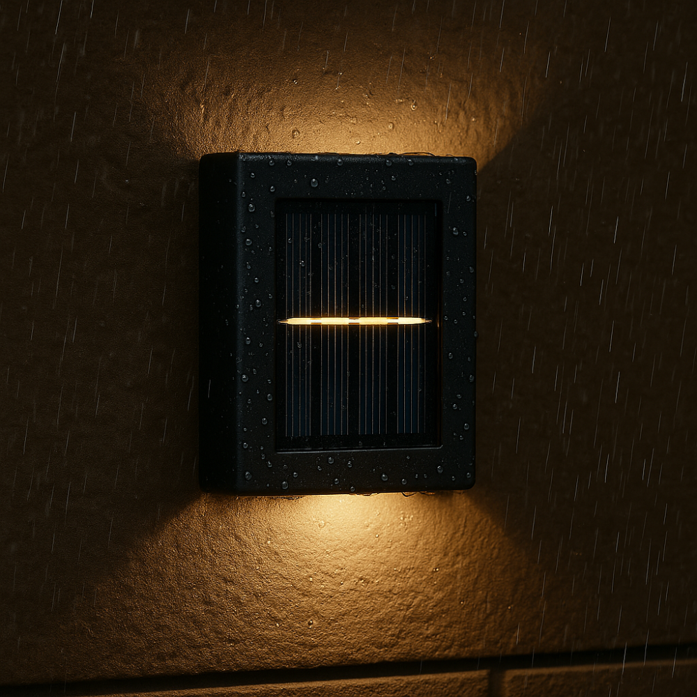 Lampe Murale Solaire Noire – Sans Fil, Design Moderne pour Éclairage de Jardin ou Balcon