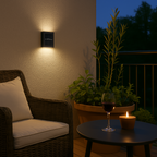 Lampe Murale Solaire Noire – Sans Fil, Design Moderne pour Éclairage de Jardin ou Balcon