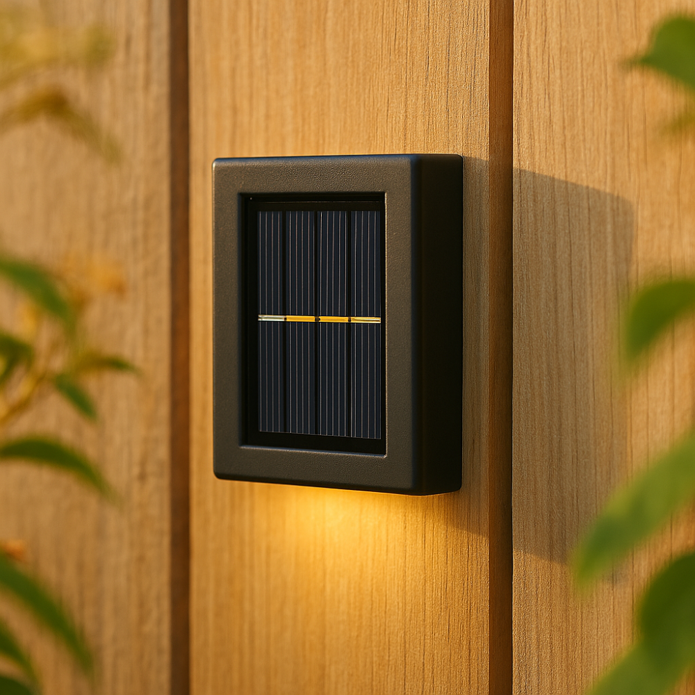 Lampe Murale Solaire Noire – Sans Fil, Design Moderne pour Éclairage de Jardin ou Balcon
