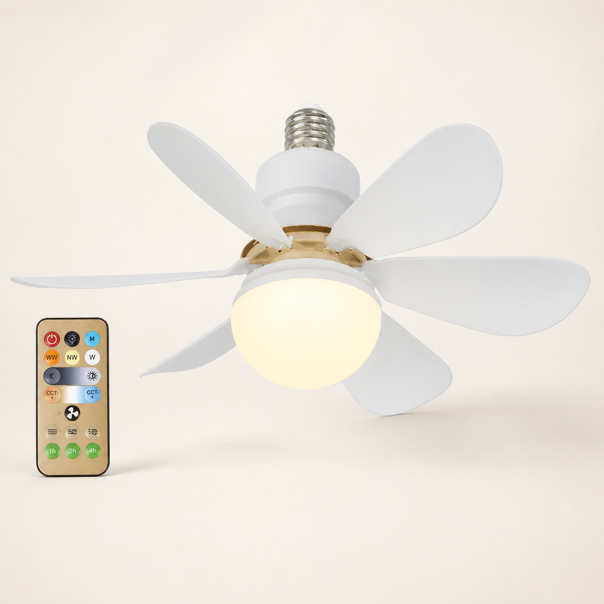 AeroLight blanc — ventilateur plafonnier LED E27 avec télécommande