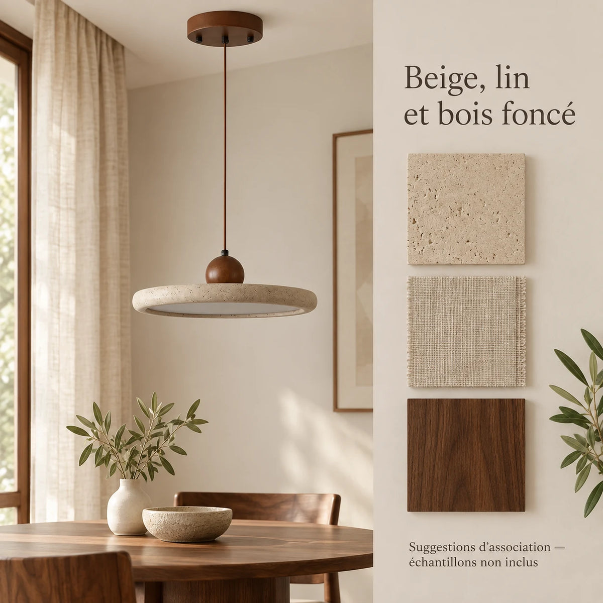 Amande — Choisir les matières et couleurs voisines. Création illustrative fondée sur les références du modèle ; décor non inclus.