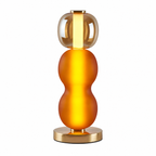 Arlequin — modèle A orange et ambre sur fond blanc