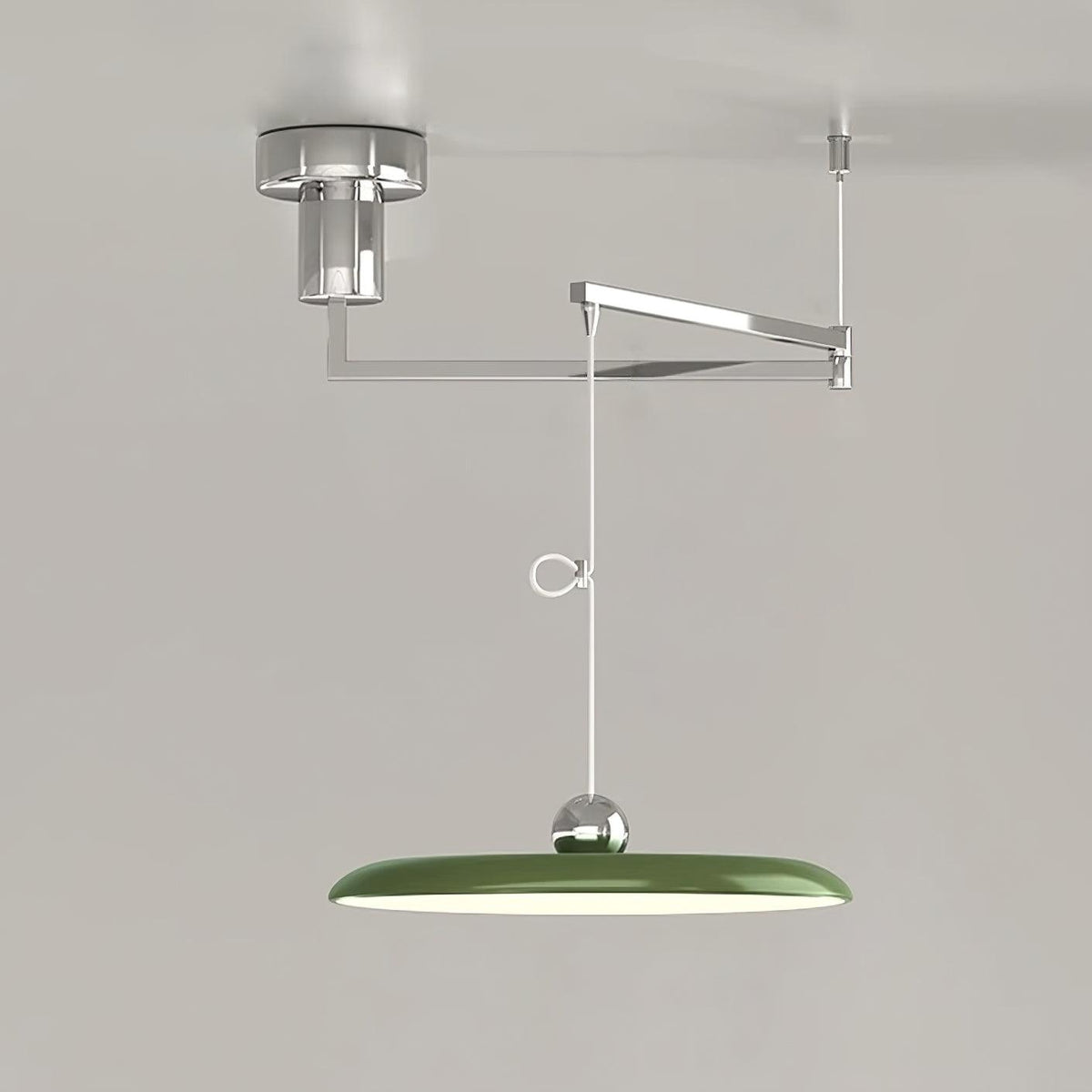 Artéline Suspensions Morandi à Bras Réglables - D 40 cm - Chromé et Vert - Blanc Chaud