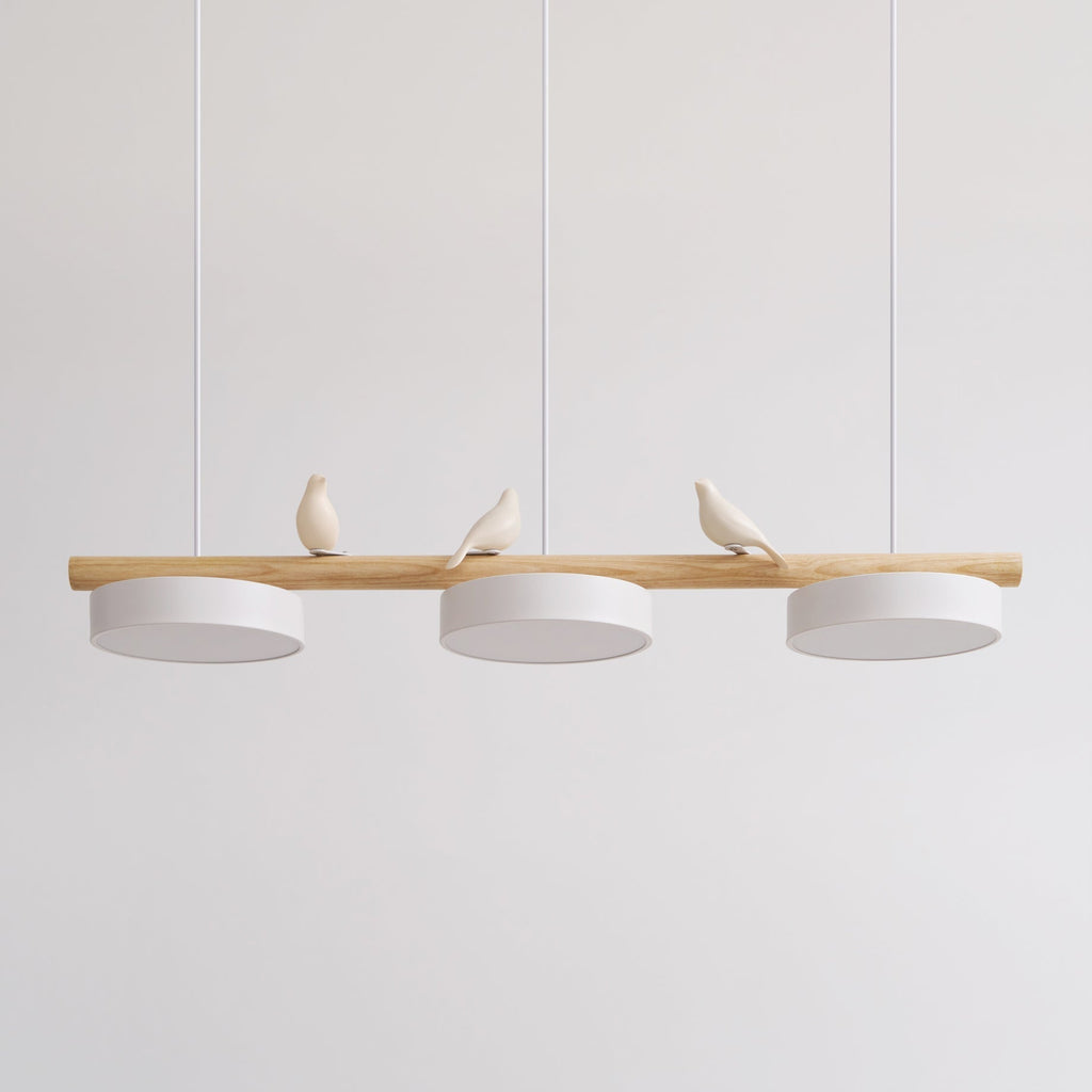 Aviara blanche — suspension oiseau LED, vue de face