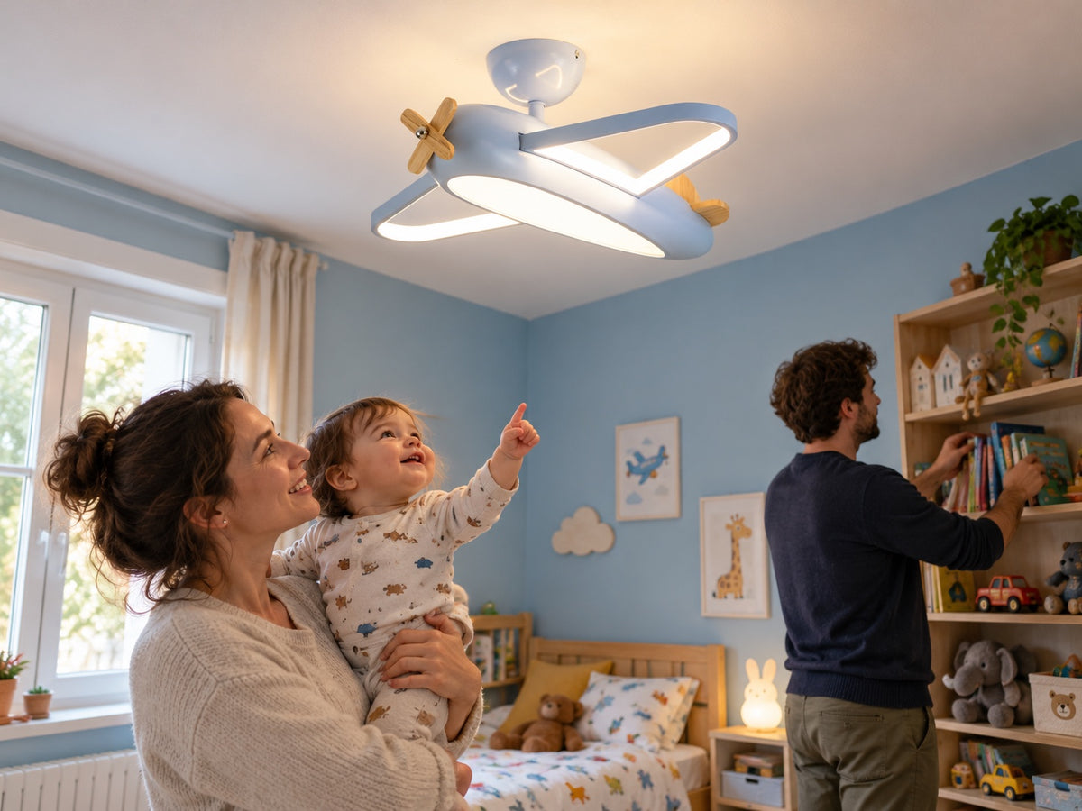 Aviateur, mise en situation dans un logement avec une personne ou une famille. Illustration générée par IA.