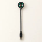 Lampe USB noire entière : tête ronde, col fin et prise USB-A directe.