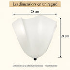 Calice — Lire les dimensions fournisseur dans un schéma net. Création illustrative fondée sur les références du modèle ; décor non inclus.