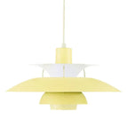 Chroméa Suspension Macaron avec Abat-Jour. 15 Coloris - Jaune - 30 cm - Blanc chaud