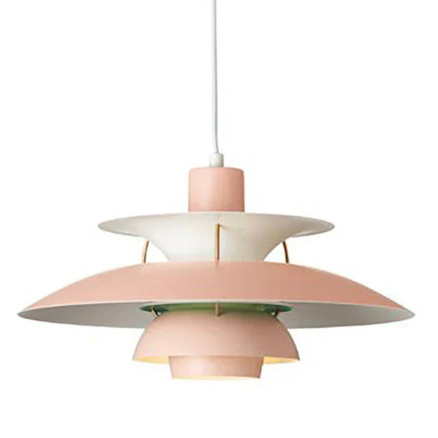 Chroméa Suspension Macaron avec Abat-Jour. 15 Coloris - Rose - 30 cm - Blanc chaud