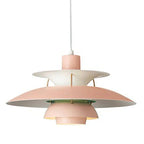 Chroméa Suspension Macaron avec Abat-Jour. 15 Coloris - Rose - 30 cm - Blanc chaud