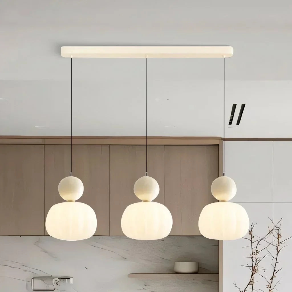 Créomir | Suspension Art Déco – Style Bauhaus et Élégance Contemporaine Trois Têtes Beige
