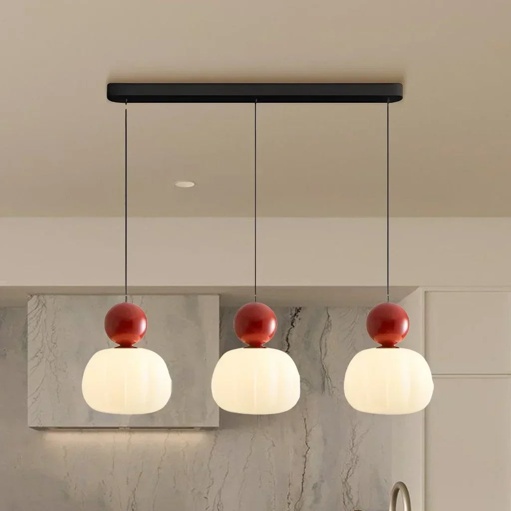 Créomir | Suspension Art Déco – Style Bauhaus et Élégance Contemporaine Trois Têtes Rouge