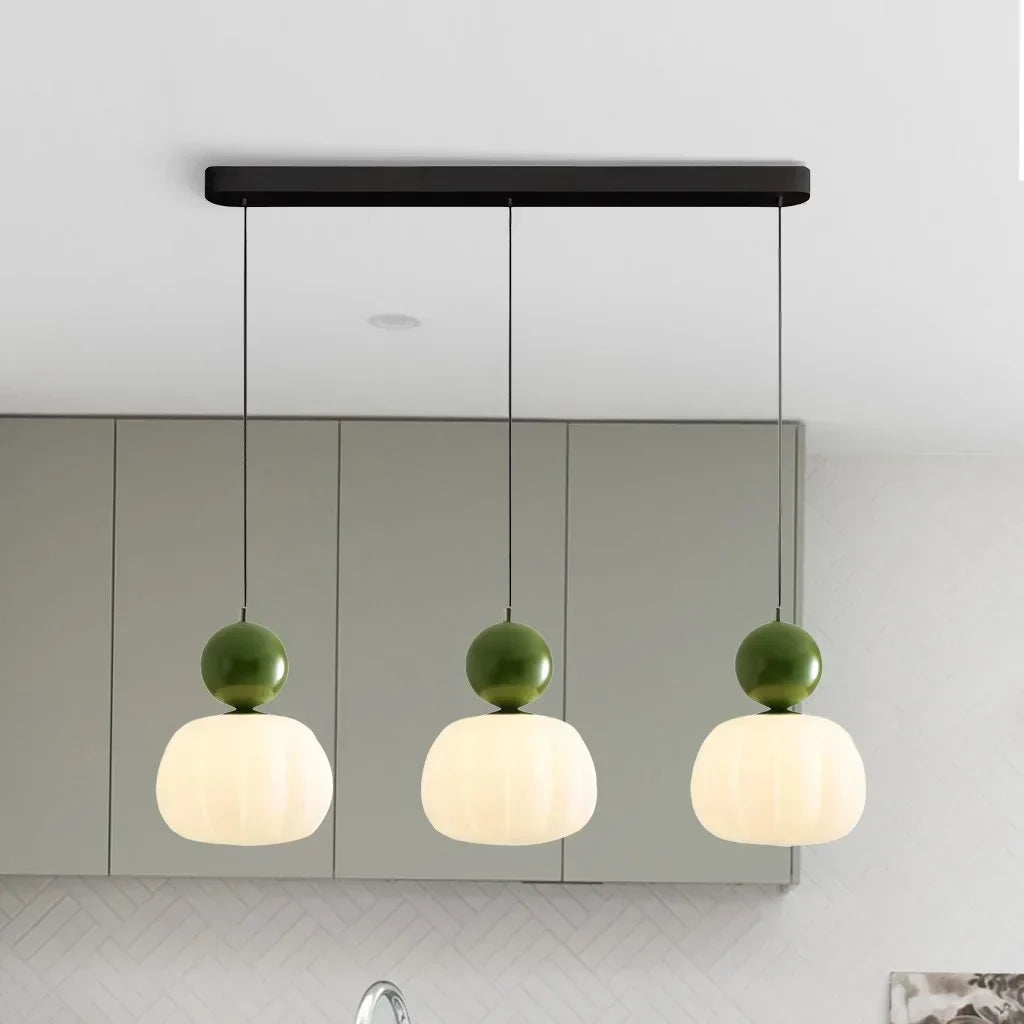 Créomir | Suspension Art Déco – Style Bauhaus et Élégance Contemporaine Trois Têtes Vert