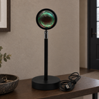 Crépusia, lampe sur une console d’entrée, vue de face. Mise en scène générée ; décor non inclus.