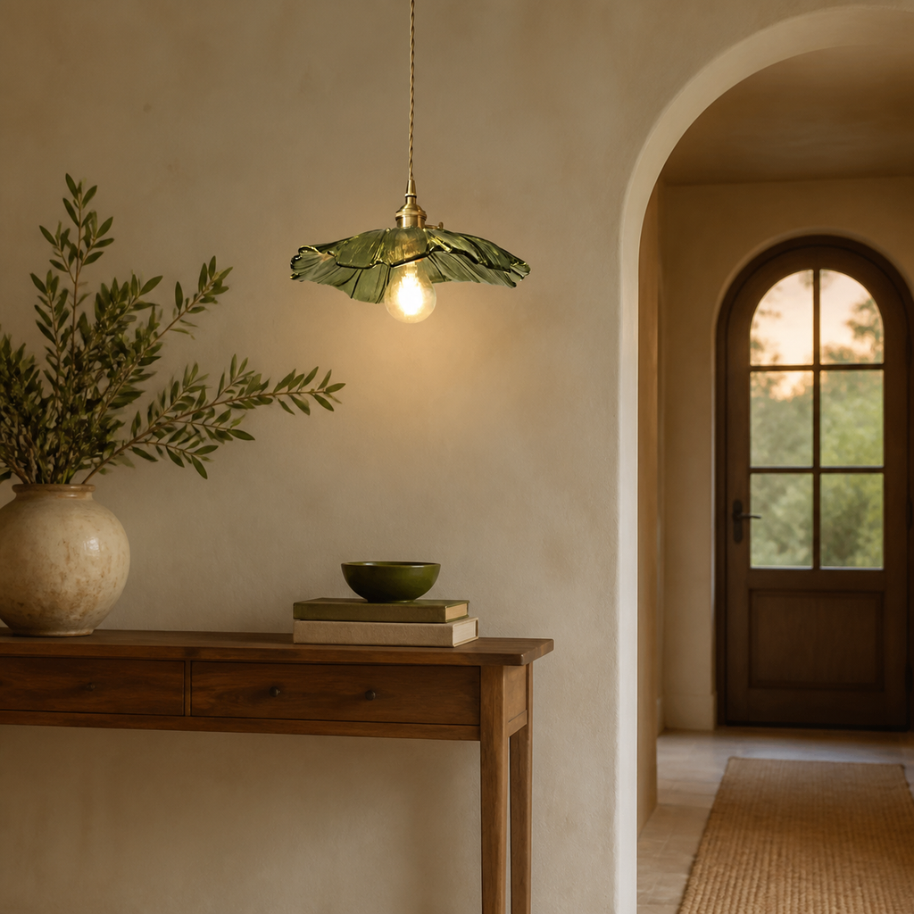 Éranthia Vert, suspension florale dans une entrée de maison