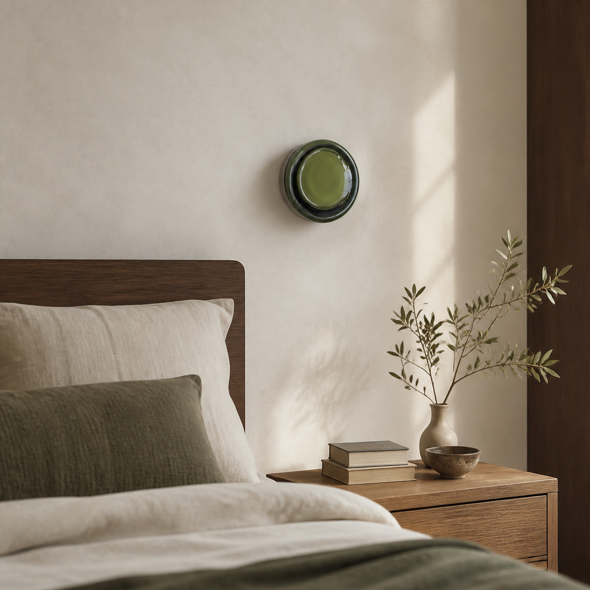 EVOA Vert, applique murale circulaire dans une chambre contemporaine