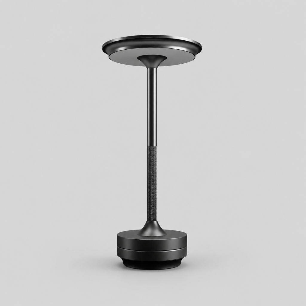 Rétalis | Lampe de table sans fil à intensité réglable — produit isolé sur fond gris, arrière-plan retouché.