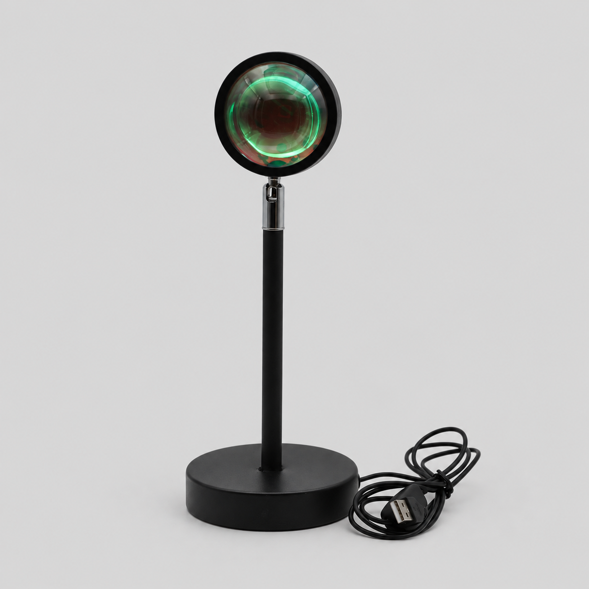 Crépusia | Lampe coucher de soleil LED — produit isolé sur fond gris, arrière-plan retouché.