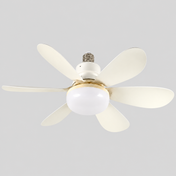 AeroVent | Ventilateur plafonnier LED E27 — produit isolé sur fond gris, arrière-plan retouché.