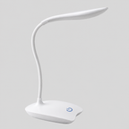LumaDesk | Lampe de bureau LED compacte — produit isolé sur fond gris, arrière-plan retouché.