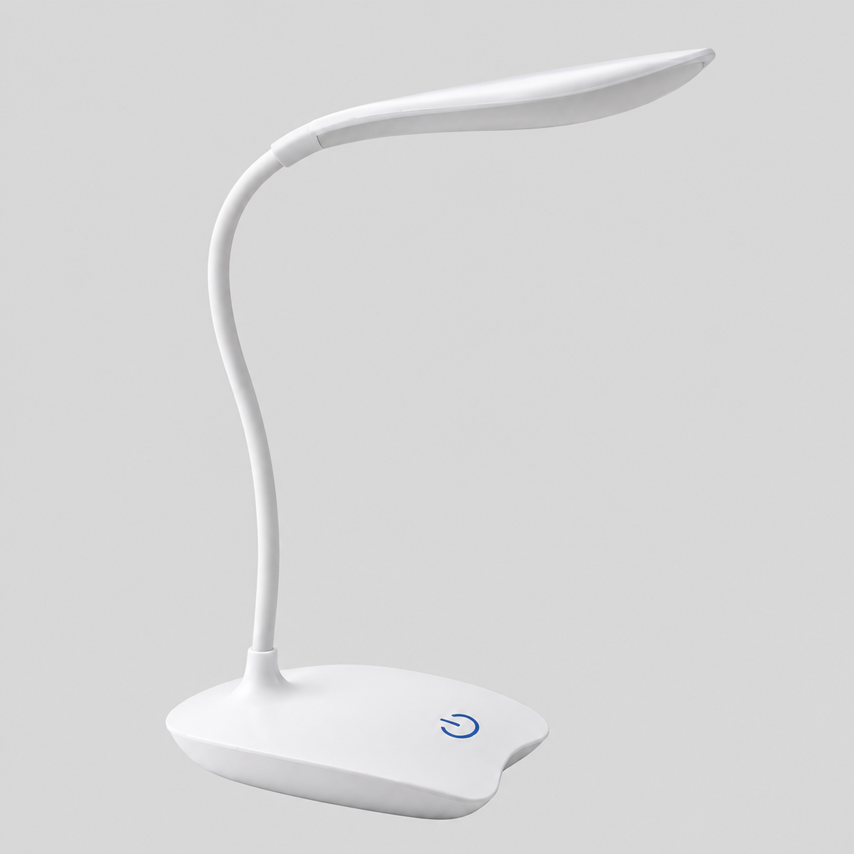 LumaDesk | Lampe de bureau LED compacte — produit isolé sur fond gris, arrière-plan retouché.