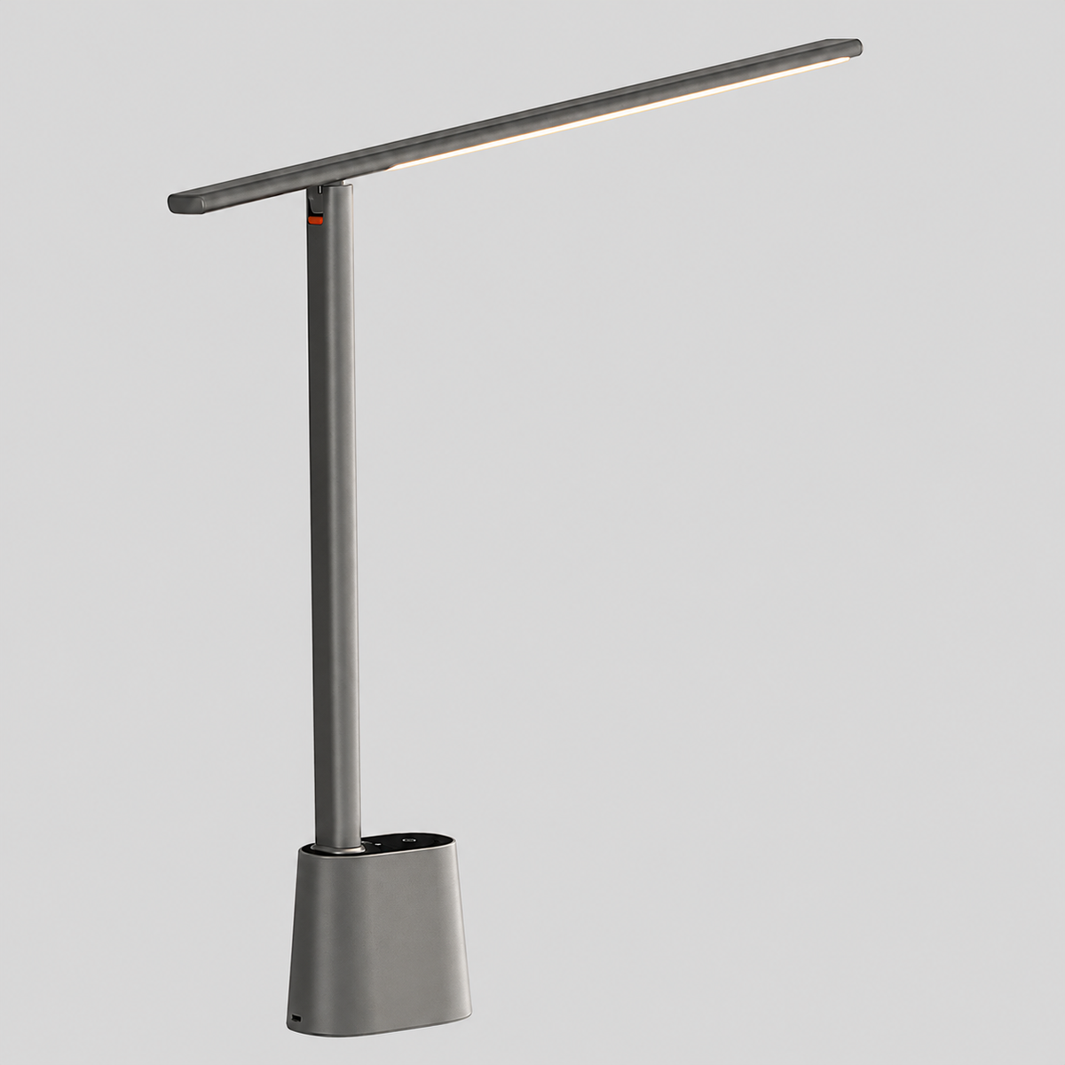 Axis | Lampe de bureau LED pliable — produit isolé sur fond gris, arrière-plan retouché.