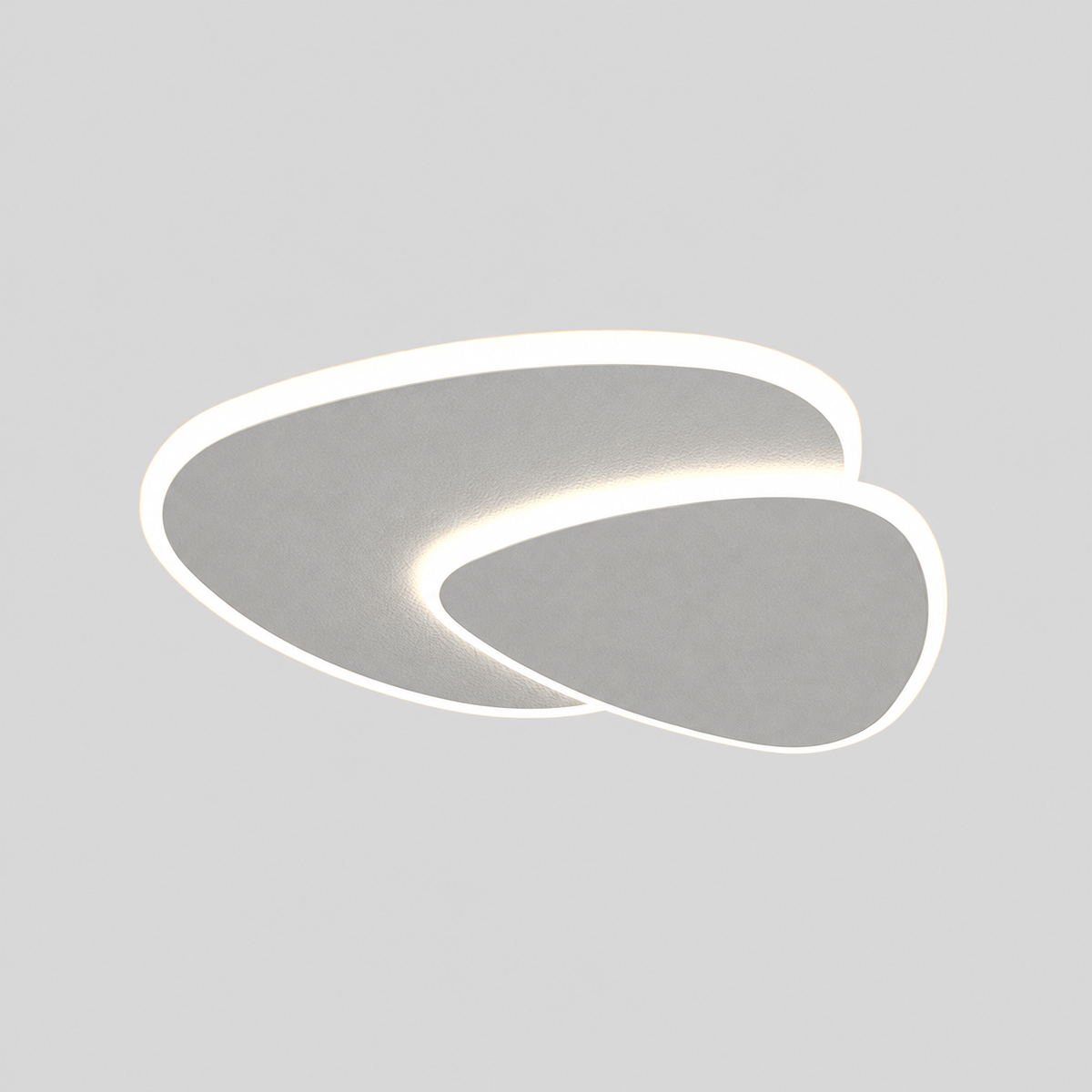 Zeno | Plafonnier LED géométrique blanc — produit isolé sur fond gris, arrière-plan retouché.